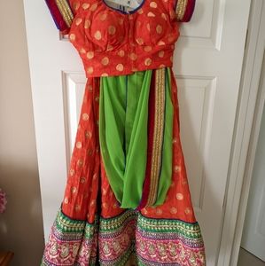 Multicolor orange lengha